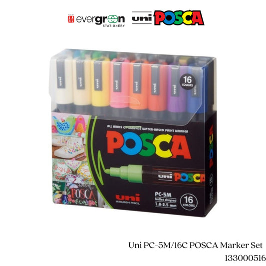 [SG] Uni PC-5M/16C POSCA Marker Set [Evergreen Stationery]