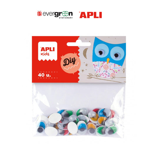 [SG] Apli #13059 Oval Adh Moving Eyes  40s 16x12mm [Evergreen Stationery]