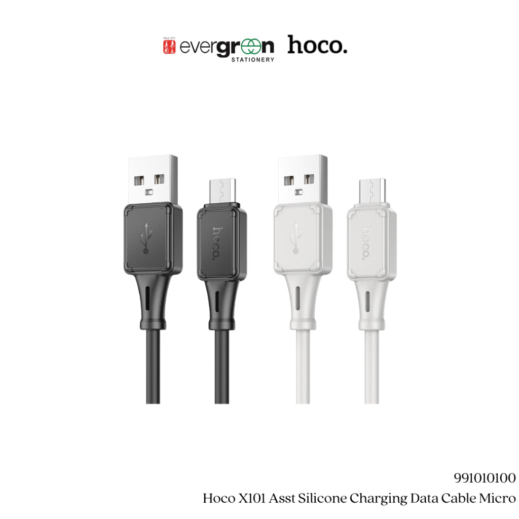 [SG] Hoco X101 Asst Silicone Charging Data Cable Micro [Evergreen Stationery]