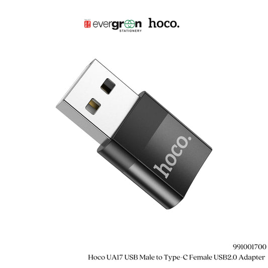 [SG] Hoco UA17 USB Male to Type-C Female USB2.0 Adapter [Evergreen Stationery]