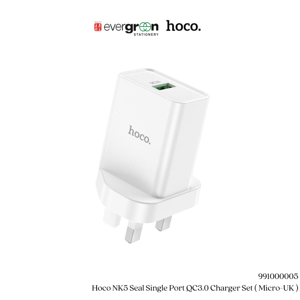 [SG] Hoco NK5 Seal Single Port QC3.0 Charger Set (Micro-UK) [Evergreen Stationery]