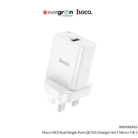 [SG] Hoco NK5 Seal Single Port QC3.0 Charger Set (Micro-UK) [Evergreen Stationery]