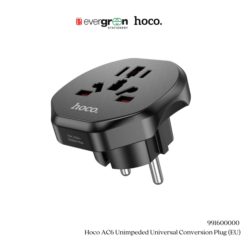 [SG] Hoco AC6 Unimpeded Universal Conversion Plug (EU) [Evergreen Stationery]
