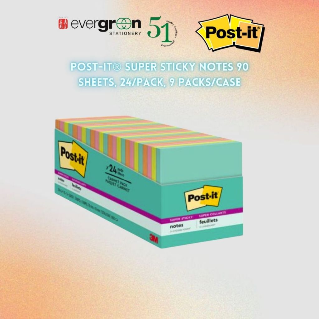 3M Post-it Super Stick #654-24SSMIA-CP Miami 24's