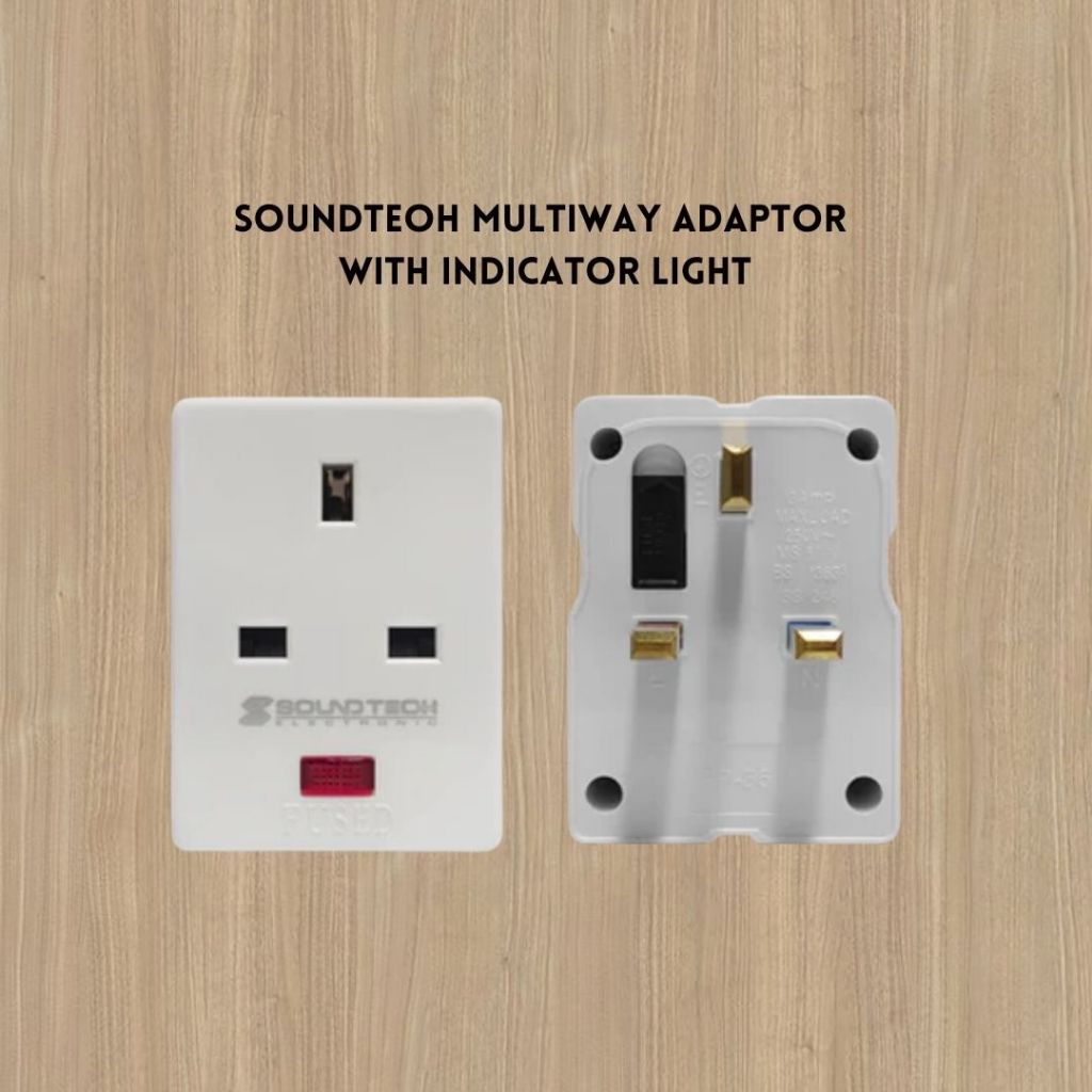 [SG] SOUNDTEOH Multiway Adaptor  with Surge Protection/indicator light [Evergreen Stationary]