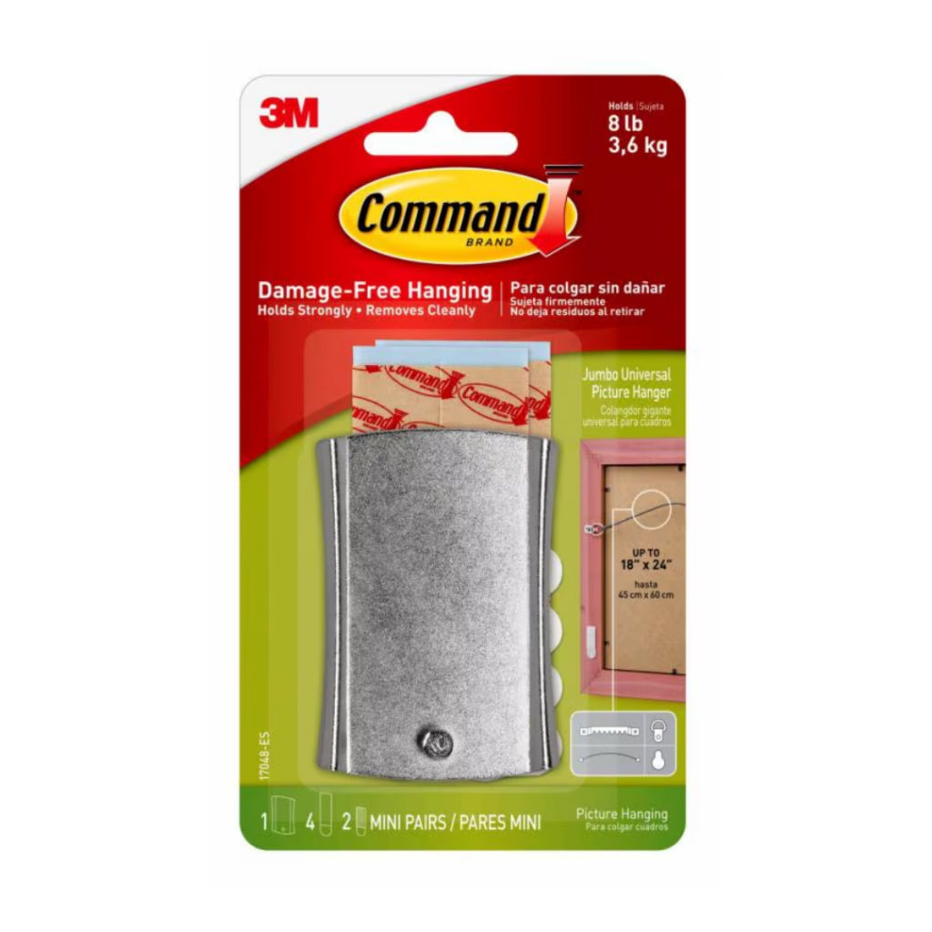 [SG] Command™ Jumbo Universal Picture Hanger 17048, 1 Hanger 4 Strips 2 sets Stablizers/Pack [Evergreen Stationery]