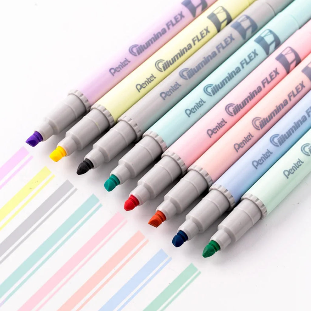 [SG] Pentel Illumina Twin Flex Tip 8pcs Highlighter Set [Evergreen Stationery]