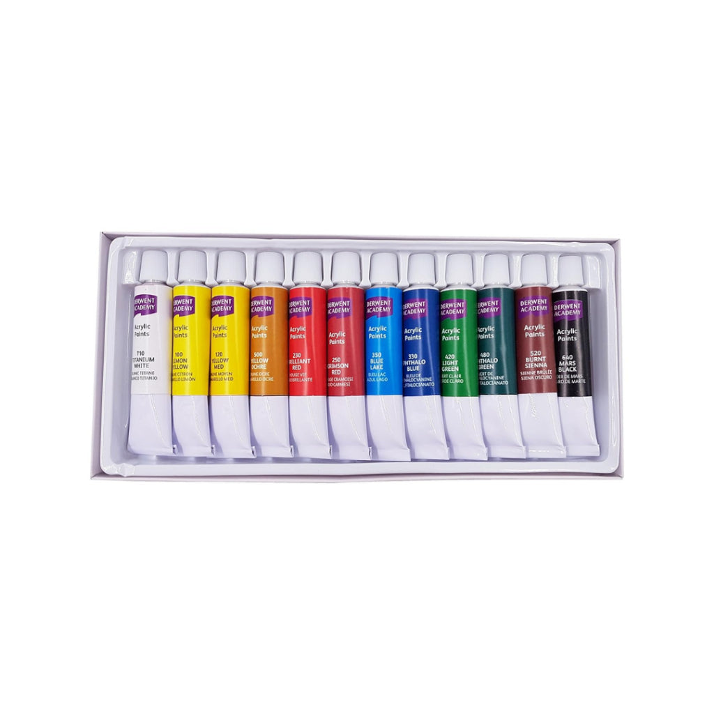 [SG] Derwent Academy Acrylic Paints 12/24 Tubes per pack [Evergreen Stationery]