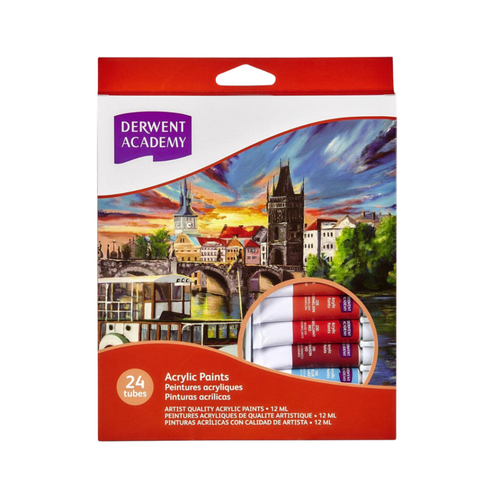 [SG] Derwent Academy Acrylic Paints 12/24 Tubes per pack [Evergreen Stationery]