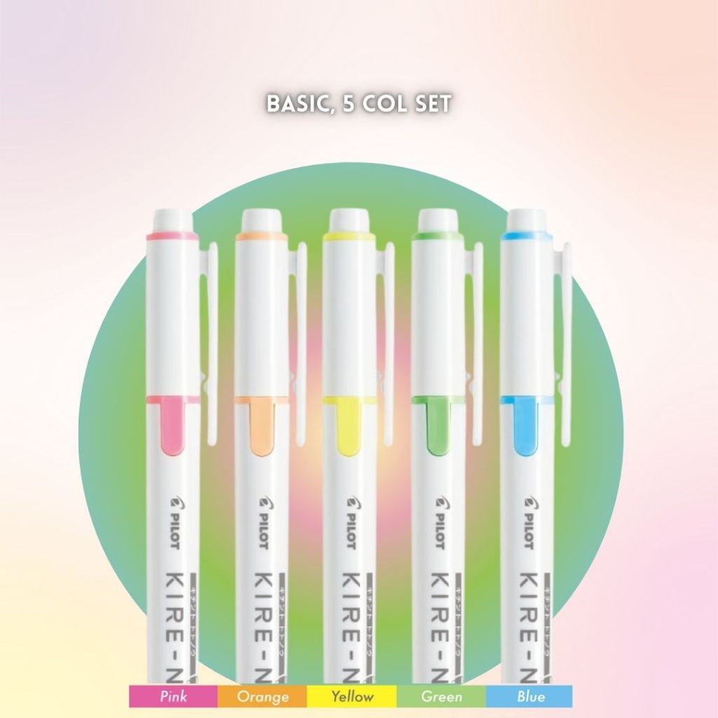 [SG] Pilot KIRE-NA Dual Tip Highlighter (5 Col Set) [Evergreen Stationery]