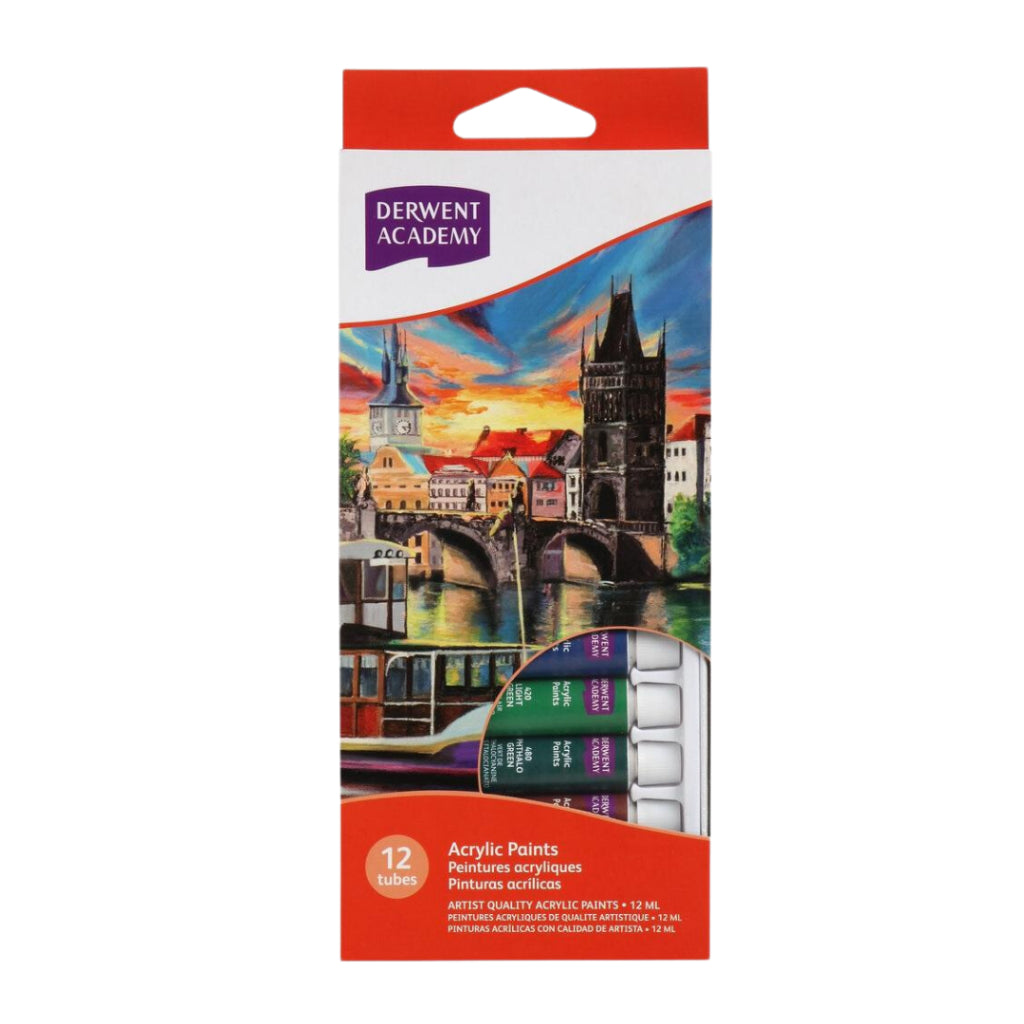[SG] Derwent Academy Acrylic Paints 12/24 Tubes per pack [Evergreen Stationery]