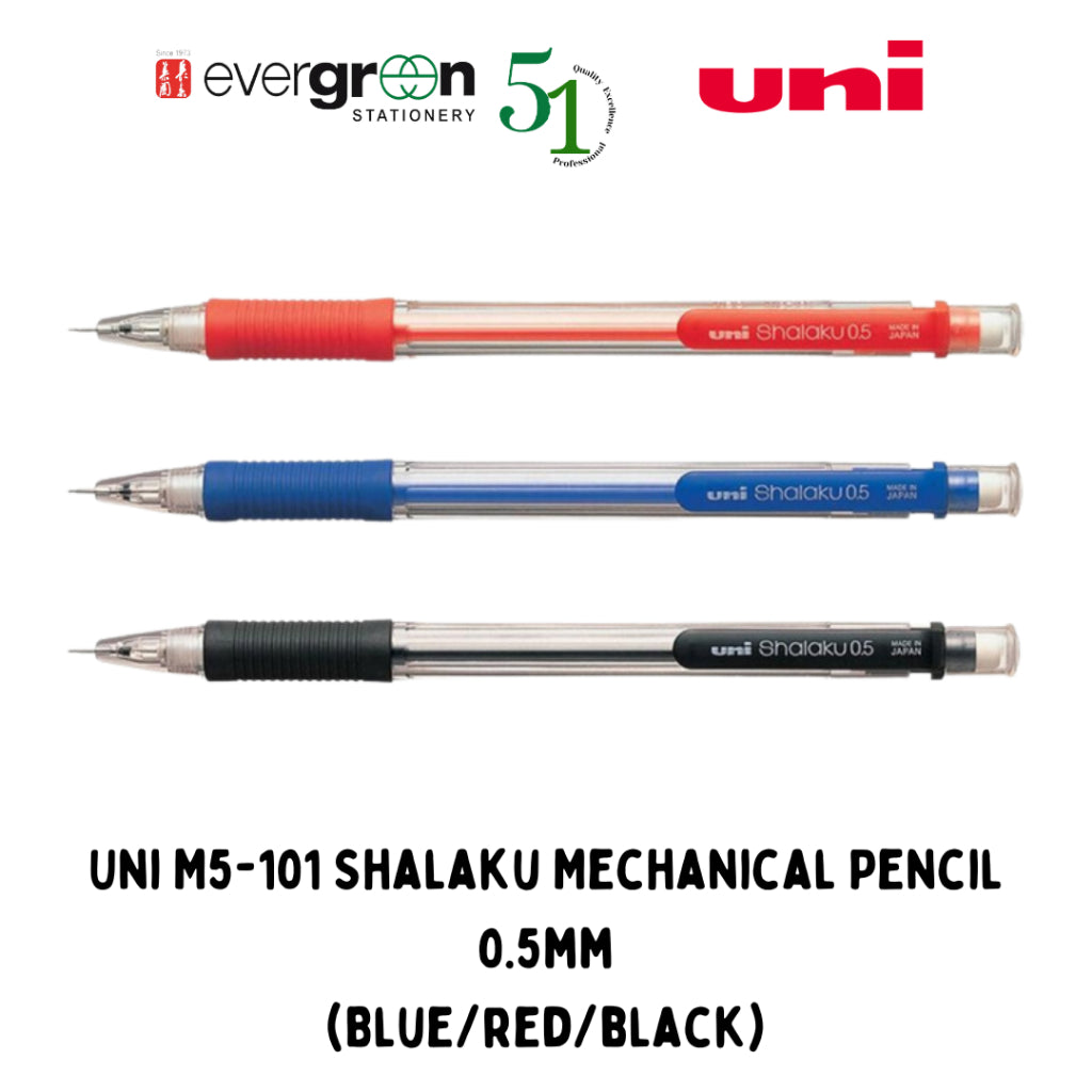 [SG] Uni M5-101 Shalaku Mechanical Pencil 0.5mm (Blue/Red/Black) [Evergreen Stationery]