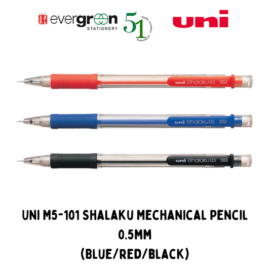 [SG] Uni M5-101 Shalaku Mechanical Pencil 0.5mm (Blue/Red/Black) [Evergreen Stationery]