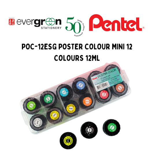 [SG] POC-12ESG Pentel Poster Color Mini 12 Colors 12ml [Evergreen Stationery]