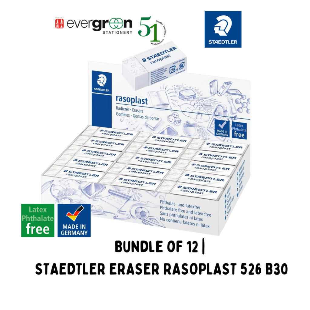 [SG] Bundle of 12 | STAEDTLER ERASER RASOPLAST 526 B30 [Evergreen Stationery]