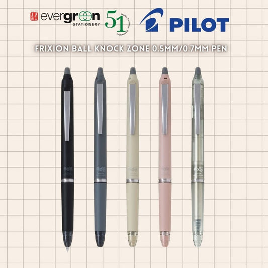 [SG] Pilot Frixion Ball Knock Zone 0.5mm/0.7mm Erasable Black Ink Pen [Evergreen Stationery]