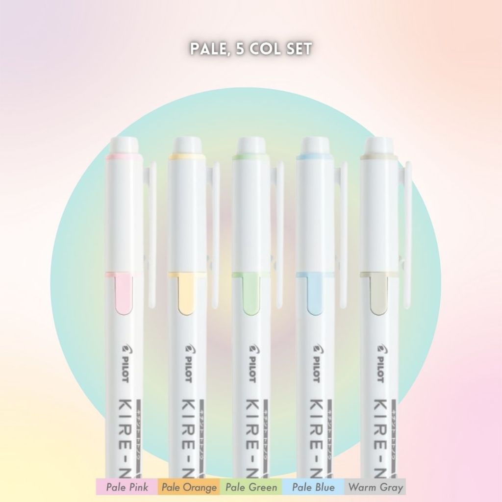 [SG] Pilot KIRE-NA Dual Tip Highlighter (5 Col Set) [Evergreen Stationery]