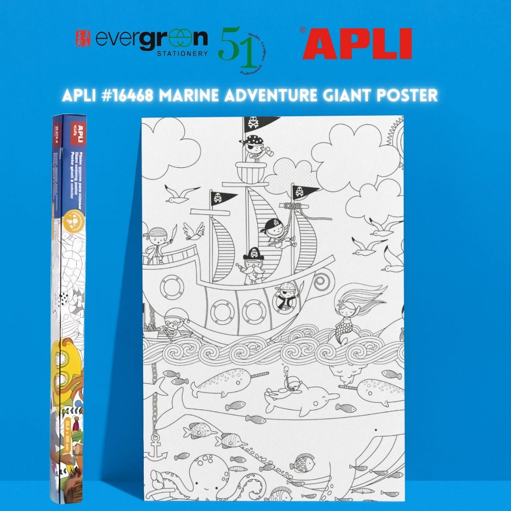 [SG] Apli #16468 Marine Adventure Giant Colouring Poster [Evergreen Stationery]