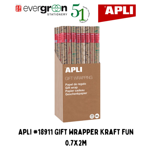[SG] Apli #18911 Gift Wrapper Kraft Fun 0.7x2m [Evergreen Stationery]