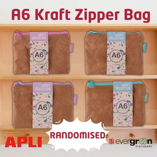 [SG] APLI A6 Kraft Zipper Bag [Evergreen Stationary]