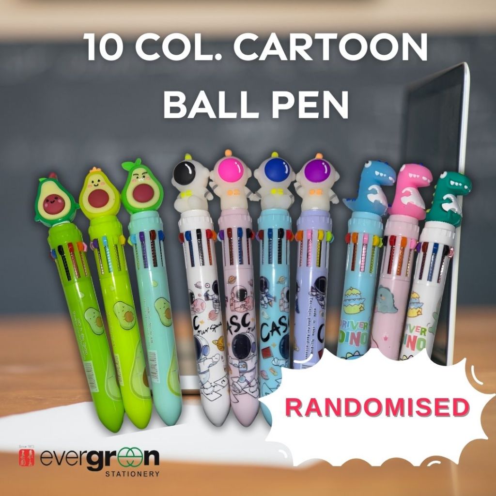 [SG] Assorted Cartoon 10 Col Ball Pen [Evergreen Stationery]