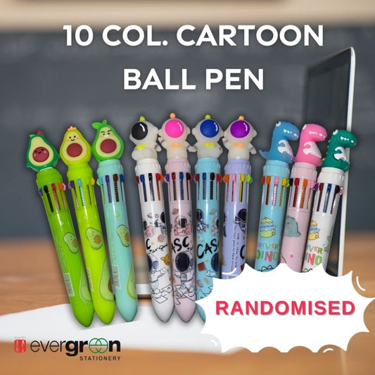 [SG] Assorted Cartoon 10 Col Ball Pen [Evergreen Stationery]