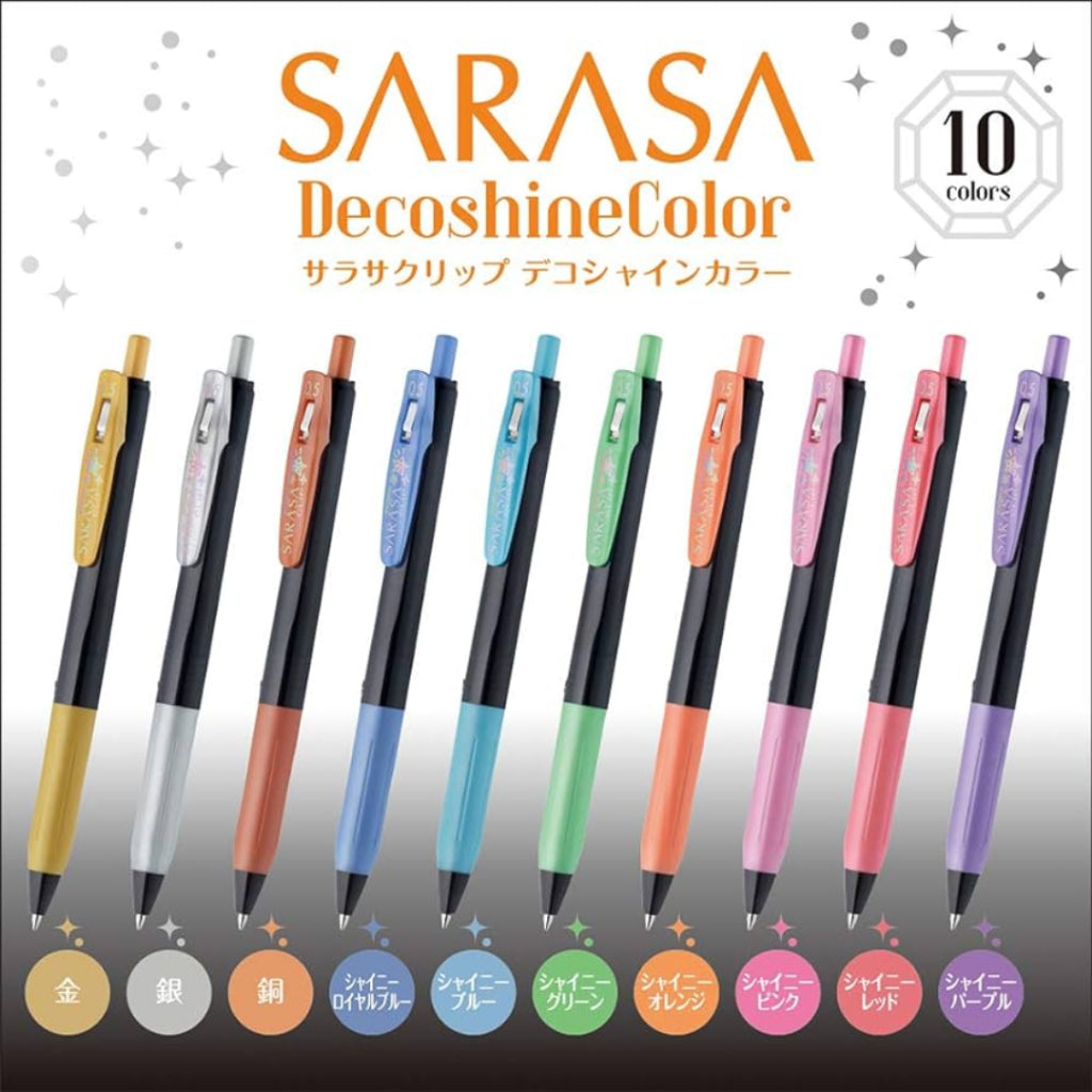 [SG] Zebra Sarasa 0.5mm Decoshine Pen 10 Colours [Evergreen Stationery]