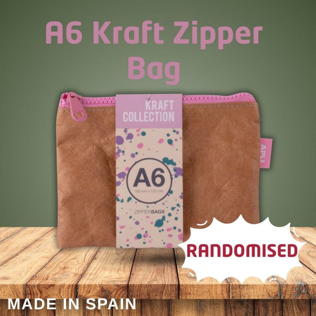 [SG] APLI A6 Kraft Zipper Bag [Evergreen Stationary]