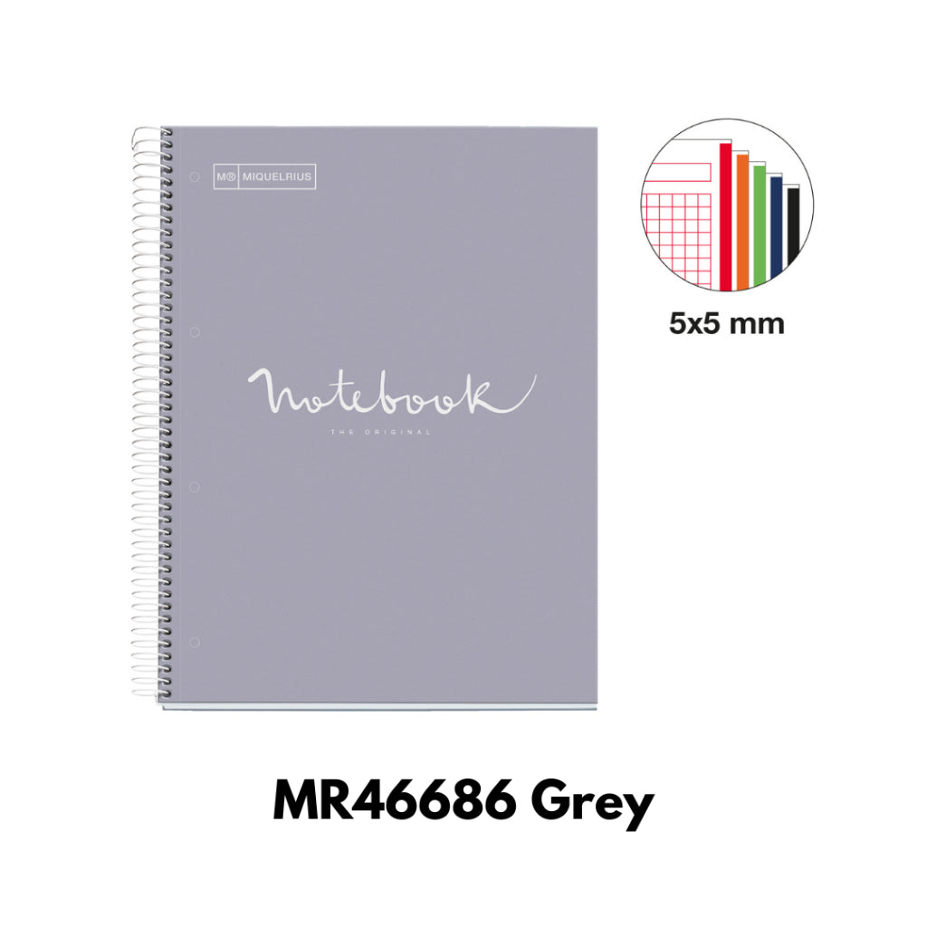 [SG] Apli A4 Grey/Purple/Coral 120pgs Square Emotions Spiral Notebook [Evergreen Stationery]