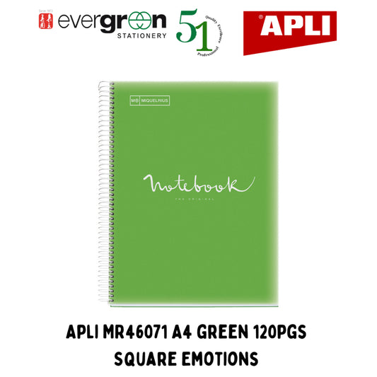 [SG] Apli MR46071 A4 Green 120pgs Square Emotions (Polypropylene Cover) [Evergreen Stationery]