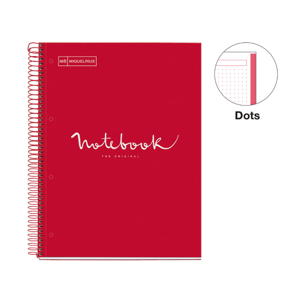 [SG] Apli MR46669 A4 Red 80pgs Dots Spiral Notebook [Evergreen Stationery]