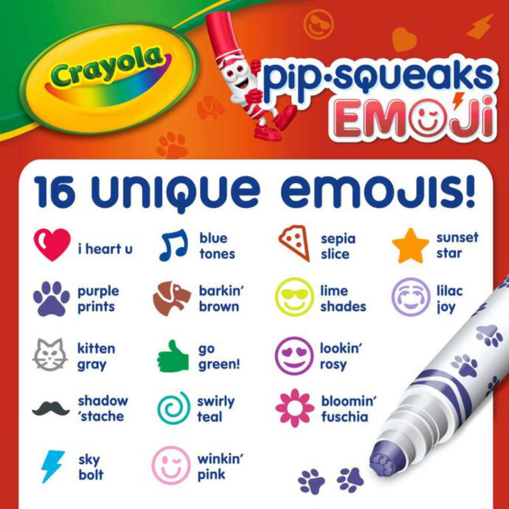 [SG] Crayola Pip-Squeaks Emoji Stamp Markers, 16 Count [Evergreen Stationery]