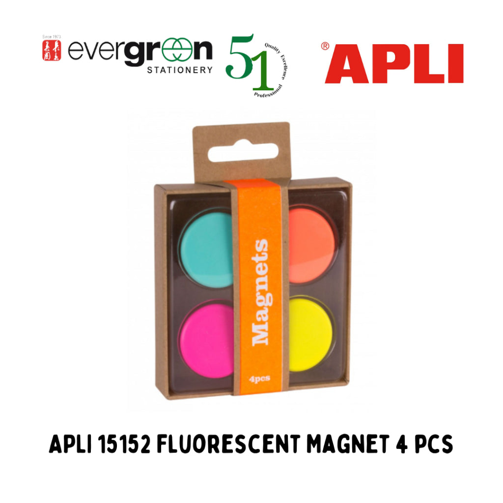 [SG] APLI 15152 Fluorescent Magnet 4 Pieces [Evergreen Stationery]