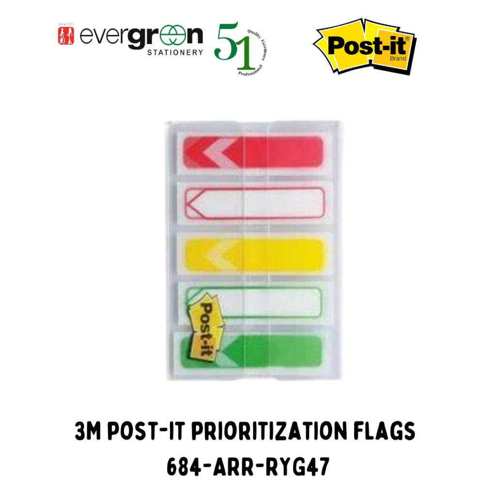 [SG] 3M Post-It Prioritization Flags 684-ARR-RYG47 [Evergreen Stationery]