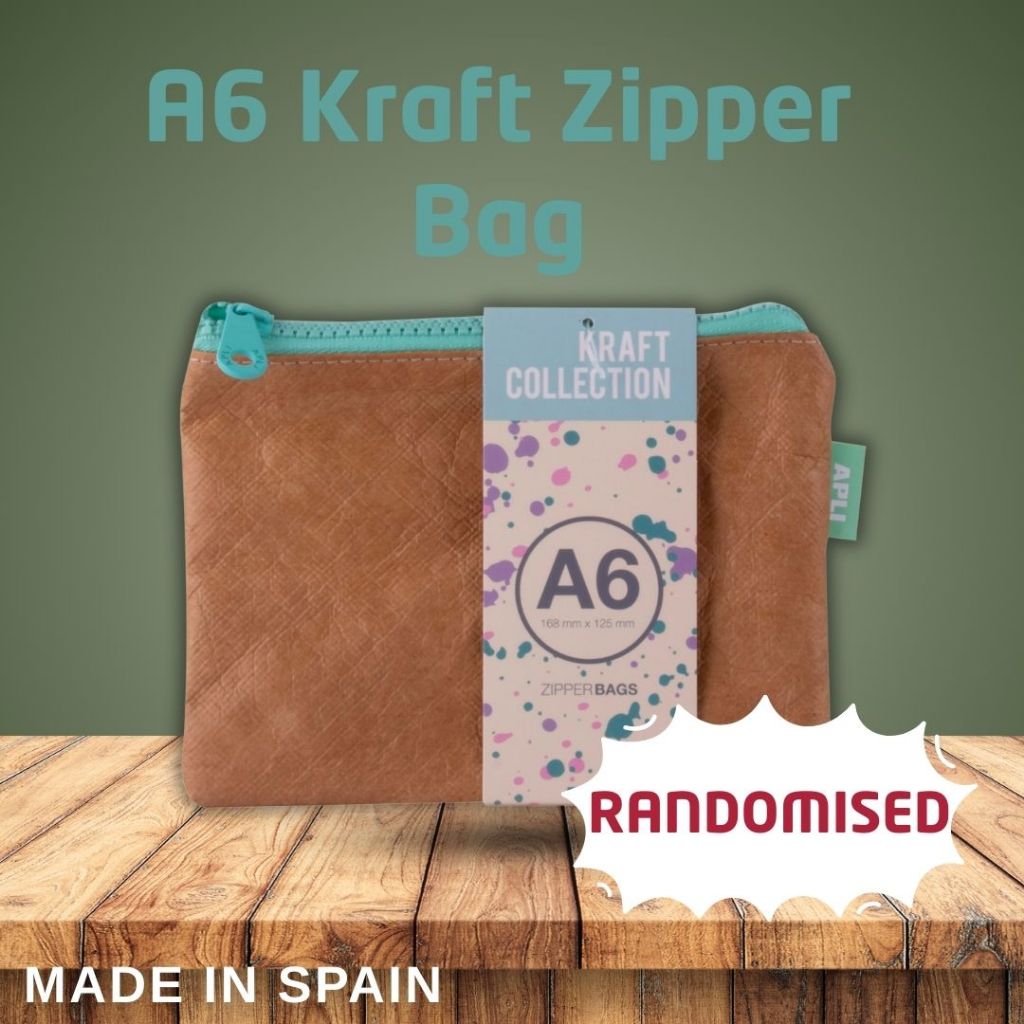 [SG] APLI A6 Kraft Zipper Bag [Evergreen Stationary]