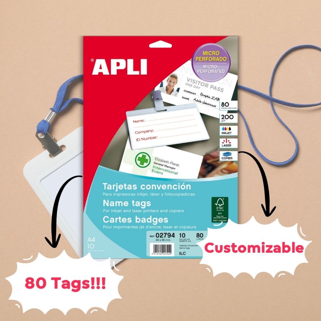 [SG] APLI Name Cards/ Tags 90x55mm 80cards /box [Evergreen Stationary]