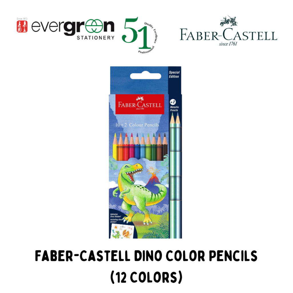 [SG] Faber-Castell Dino Color Pencils (12 Colors) [Evergreen Stationery]