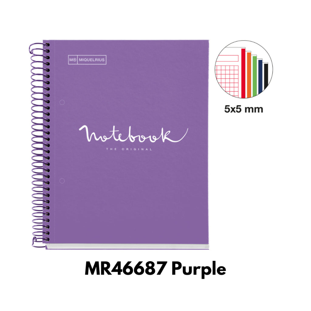 [SG] Apli A4 Grey/Purple/Coral 120pgs Square Emotions Spiral Notebook [Evergreen Stationery]