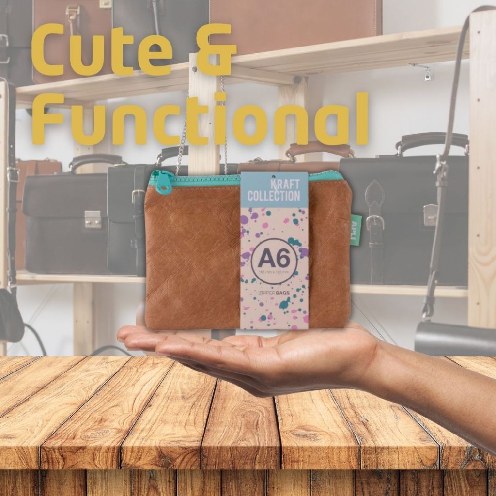 [SG] APLI A6 Kraft Zipper Bag [Evergreen Stationary]