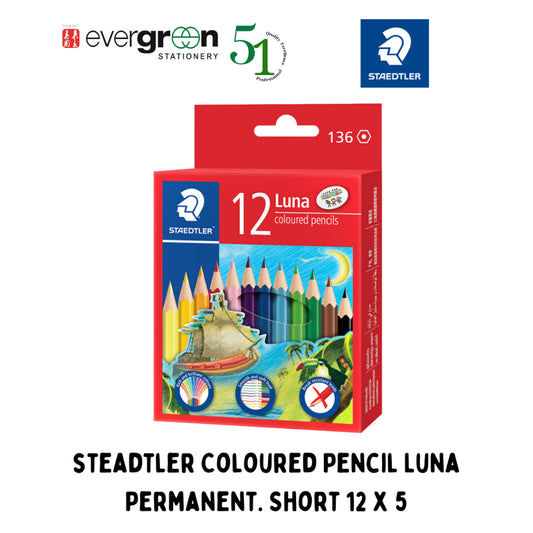 [SG] Steadtler Luna 12 Pcs Short Coloured Pencil [Evergreen Stationery]