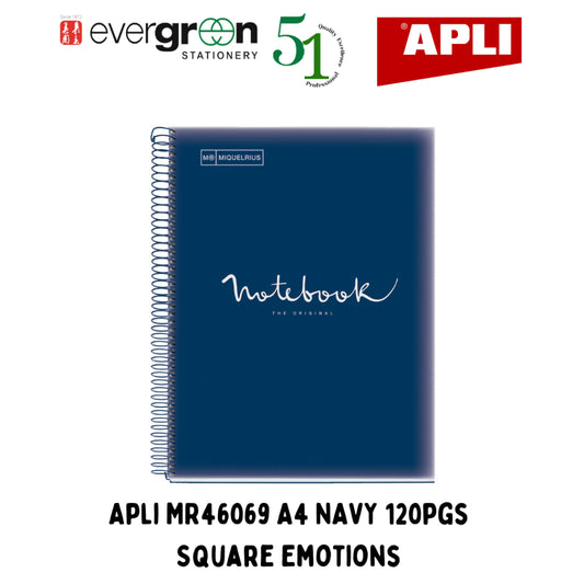 [SG] Apli MR46069 A4 Navy 120pgs Square Emotions (Polypropylene Cover) [Evergreen Stationery]