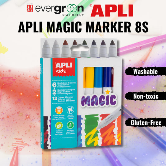 [SG] Apli Markers Magic 8pcs [Evergreen Stationery]