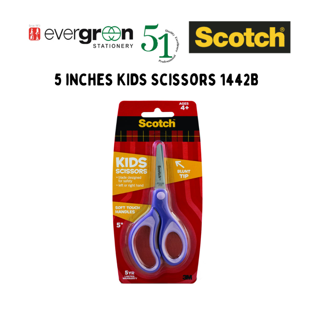 [SG] 3M 1442B 5 Inches Purple Kids Scissors Evergreen Stationery]