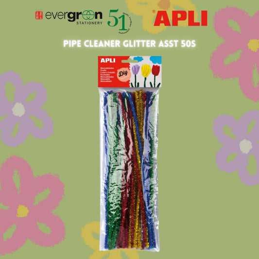 [SG] Apli Pipe Cleaner Glitter Asst 50s [Evergreen Stationery]
