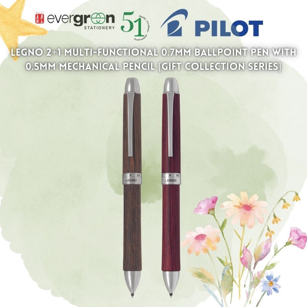 [SG] Pilot Legno 2+1 Multi-Functional 0.7mm Ballpoint Pen with 0.5mm Mechanical Pencil [Gift Collection Series] [Evergre