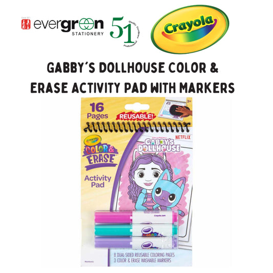 [SG] Crayola Gabby's Dollhouse Color & Erase Activity Pad with Markers [Evergreen Stationery]