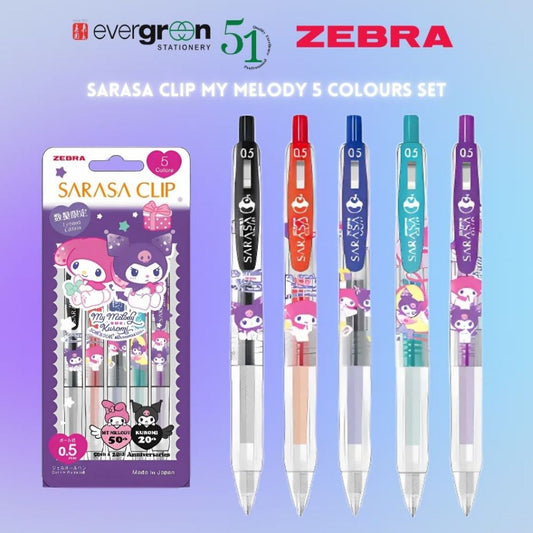 [SG] Zebra Sarasa Clip My Melody 5 Colours Set [Evergreen Stationery]