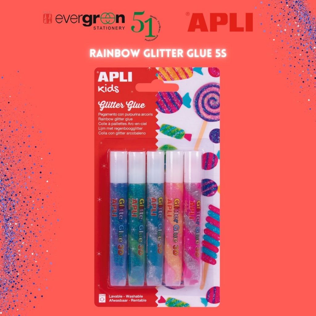[SG] Apli Rainbow Glitter Glue 5s [Evergreen Stationery]