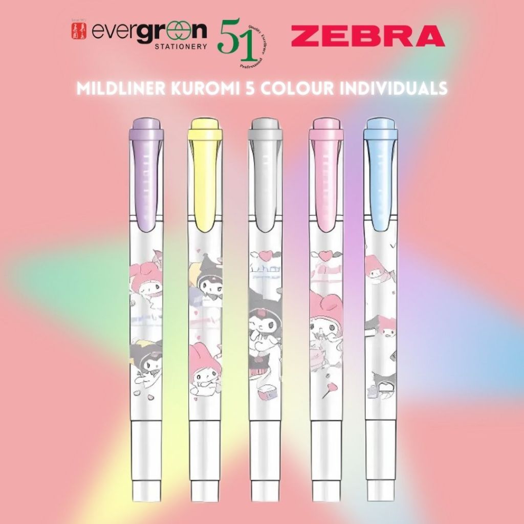 [SG] Zebra Mildliner Kuromi 5 Colour Individual [Evergreen Stationery]