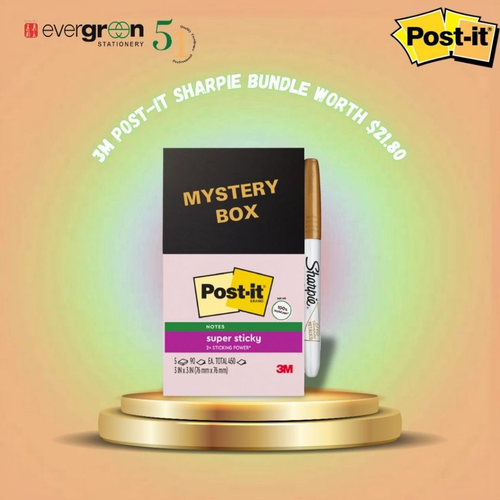 [SG] 3M Post-It Sharpie Bundle 654-5SSNRP-SB [Evergreen Stationery]